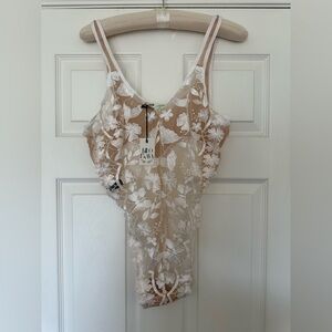 NWT Kilo Brava Butterfly Floral Embroidered Thong Bodysuit Teddy XXL